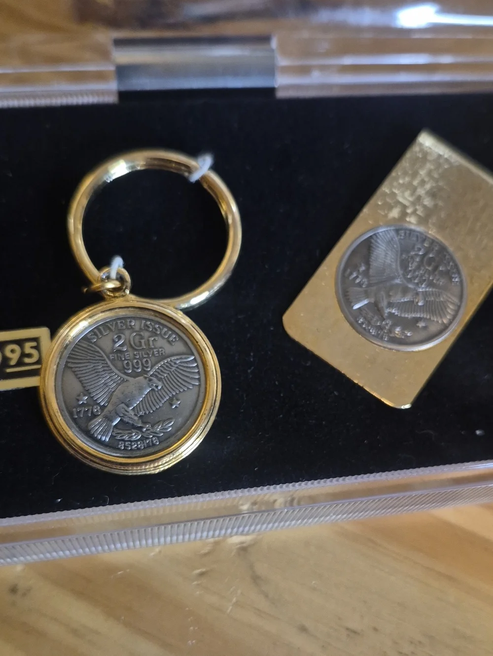 Gold-Tone Coin Keychain - Silver Coin Accent